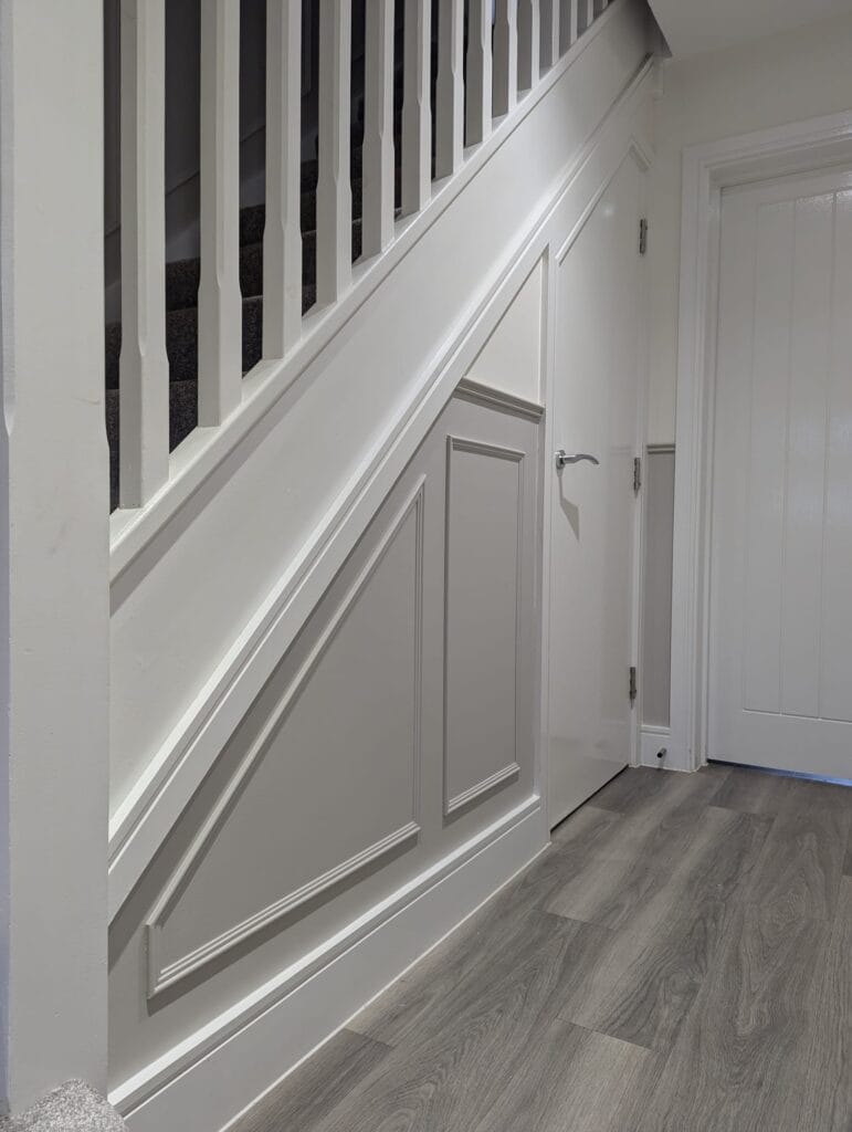 paneling-4 Understairs storage in grey